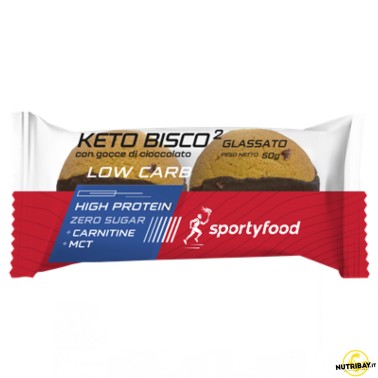Sportyfood Keto Bisco 2 Glassato con Gocce di Cioccolato - 2 biscotti da 25 gr AVENE - ALIMENTI PROTEICI