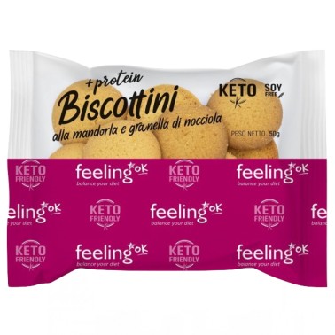 Feeling Ok Biscottini Alla Mandorla e Granella di Nocciola +Protein - 50 gr AVENE - ALIMENTI PROTEICI