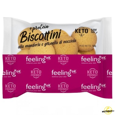 Feeling Ok Biscottini Alla Mandorla e Granella di Nocciola +Protein - 50 gr AVENE - ALIMENTI PROTEICI