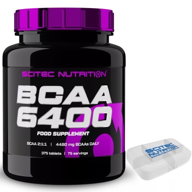 Scitec Nutrition BCAA 6400 Aminoacidi Ramificati 375 cpr da 1 gr + Portapillole AMINOACIDI BCAA