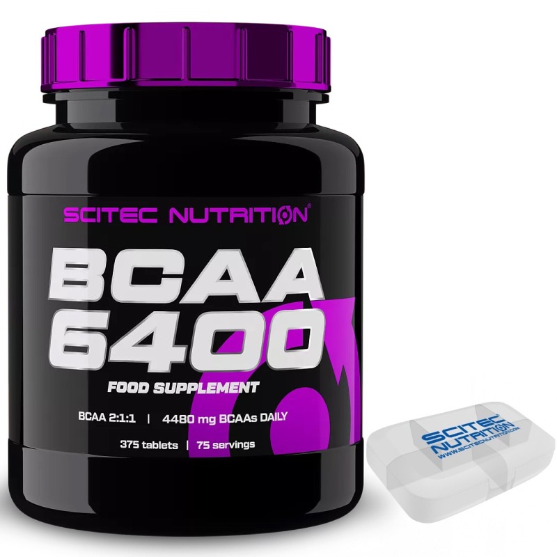 Scitec Nutrition BCAA 6400 Aminoacidi Ramificati 375 cpr da 1 gr + Portapillole AMINOACIDI BCAA