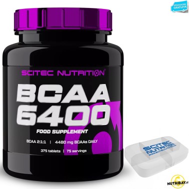 Scitec Nutrition BCAA 6400 Aminoacidi Ramificati 375 cpr da 1 gr + Portapillole AMINOACIDI BCAA