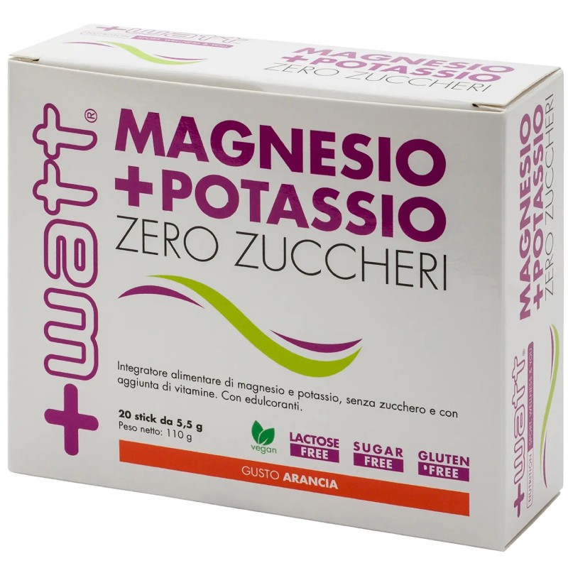 +Watt Magnesio + Potassio Zero Zuccheri - 20 stick da 5,5, gr SALI MINERALI