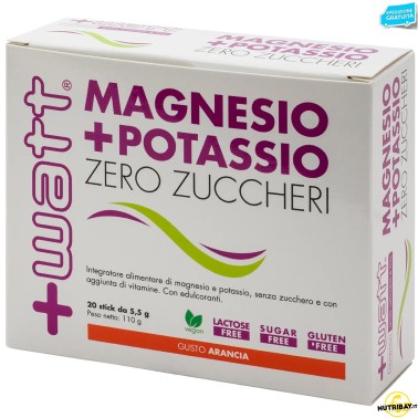 +Watt Magnesio + Potassio Zero Zuccheri - 20 stick da 5,5, gr SALI MINERALI