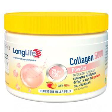 Long Life Collagen 5000 Powder Gusto Pesca - 135 gr BENESSERE ARTICOLAZIONI
