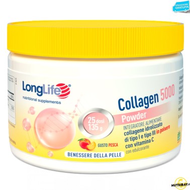 Long Life Collagen 5000 Powder Gusto Pesca - 135 gr BENESSERE ARTICOLAZIONI