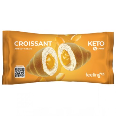 Feeling Ok Croissant Keto Ripieno di Crema all'Albicocca - 1 cornetto da 50 gr AVENE - ALIMENTI PROTEICI