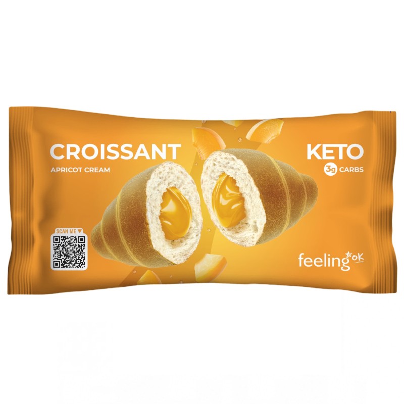 Feeling Ok Croissant Keto Ripieno di Crema all'Albicocca - 1 cornetto da 50 gr AVENE - ALIMENTI PROTEICI