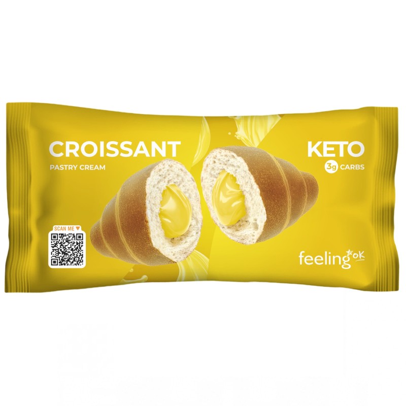 Feeling Ok Croissant Keto Ripieno di Crema Pasticcera - 1 cornetto da 50 gr AVENE - ALIMENTI PROTEICI