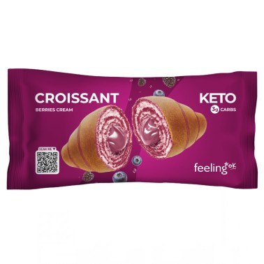 Feeling Ok Croissant Keto Ripieno di Crema ai Frutti di Bosco - 1 cornetto da 50 gr AVENE - ALIMENTI PROTEICI