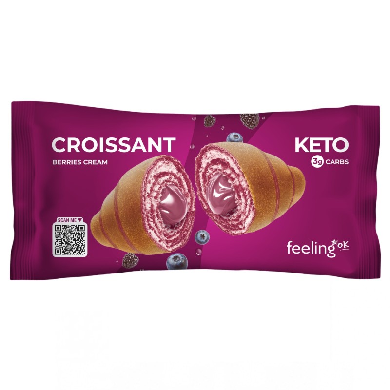 Feeling Ok Croissant Keto Ripieno di Crema ai Frutti di Bosco - 1 cornetto da 50 gr AVENE - ALIMENTI PROTEICI
