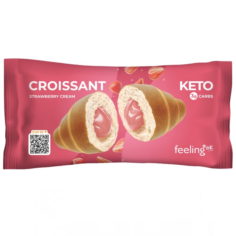 Feeling Ok Croissant Keto Ripieno di Crema alla Fragola - 1 cornetto da 50 gr AVENE - ALIMENTI PROTEICI Feeling Ok Croissant Keto Ripieno di Crema alla Fragola - 1 cornetto da 50 gr AVENE - ALIMENTI PROTEICI