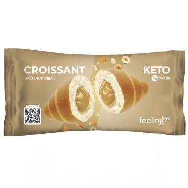 Feeling Ok Croissant Keto Ripieno di Crema alla Nocciola - 1 cornetto da 50 gr AVENE - ALIMENTI PROTEICI