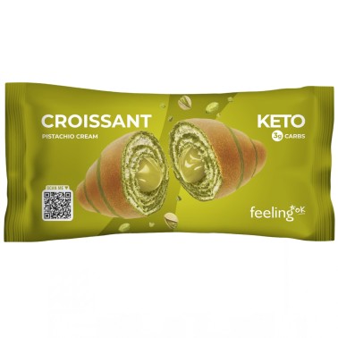 Feeling Ok Croissant Keto Ripieno di Crema al Pistacchio - 1 cornetto da 50 gr AVENE - ALIMENTI PROTEICI