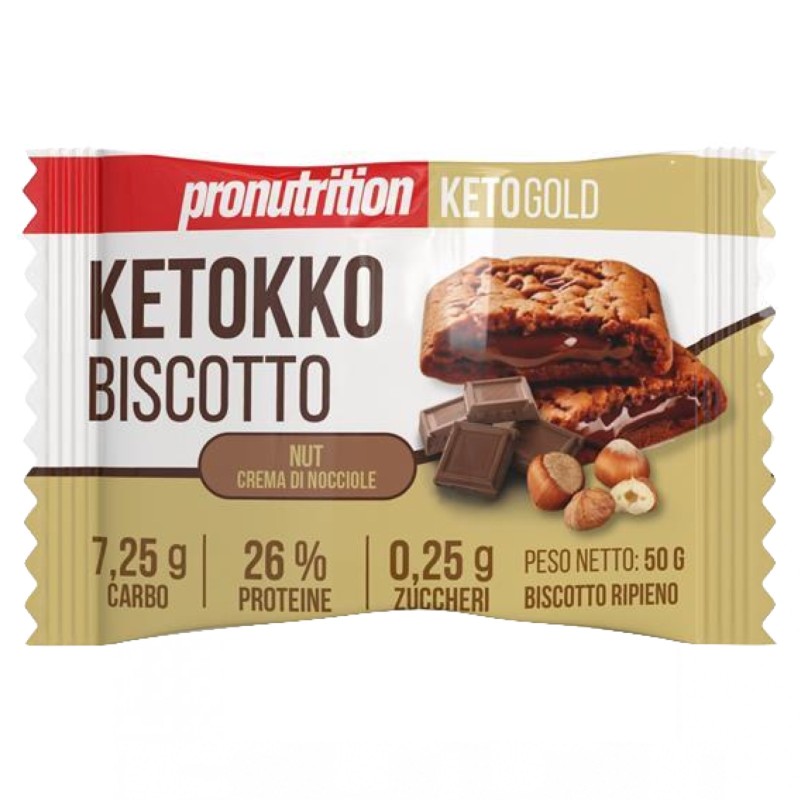 Pronutrition Ketokko Biscotto Ripieno di Crema alle Nocciole - 1 biscotto da 50 gr AVENE - ALIMENTI PROTEICI