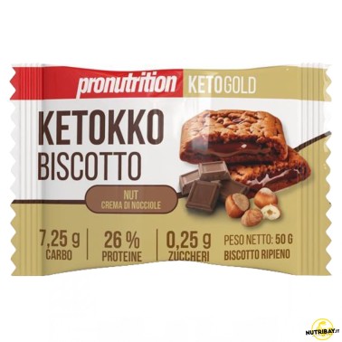 Pronutrition Ketokko Biscotto Ripieno di Crema alle Nocciole - 1 biscotto da 50 gr AVENE - ALIMENTI PROTEICI