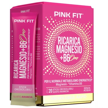 Pink Fit Ricarica Magnesio + B6 Oro - 20 stick da 1,2 gr TONICI