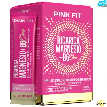 Pink Fit Ricarica Magnesio + B6 Oro - 20 stick da 1,2 gr TONICI