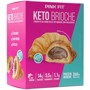Pink Fit Keto Brioche Con Crema di Cacao - 3 Brioche Ripiene da 65 gr AVENE - ALIMENTI PROTEICI
