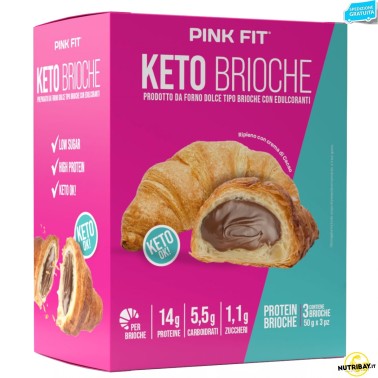 Pink Fit Keto Brioche Con Crema di Cacao - 3 Brioche Ripiene da 65 gr AVENE - ALIMENTI PROTEICI