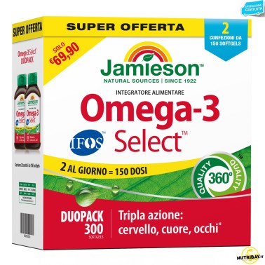 Jamieson Omega 3 Select IFOS Duo Pack - 300 softgels - 2 confezioni da 150 softgels OMEGA 3