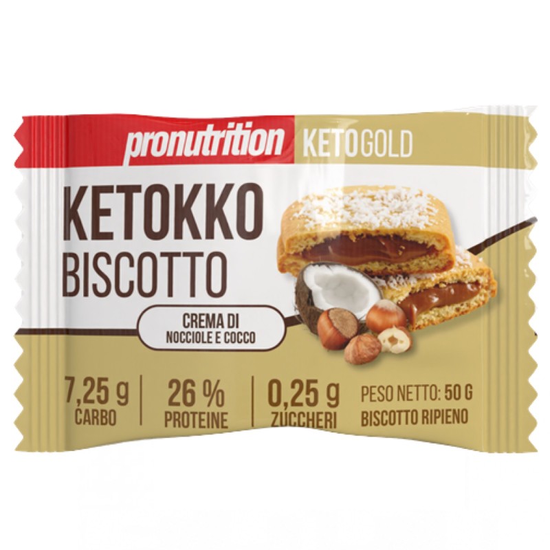 Pronutrition Ketokko Biscotto Ripieno al Cocco e Nocciola - 1 biscotto da 50 gr AVENE - ALIMENTI PROTEICI