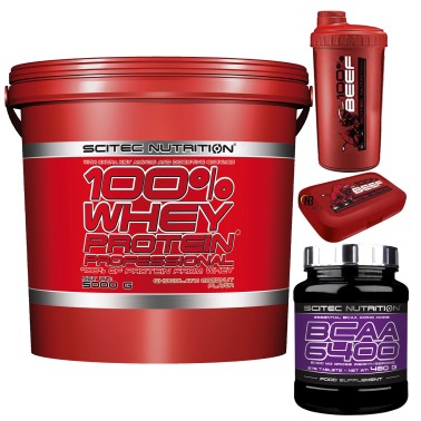 SCITEC Whey Protein Professional 5 kg Proteine Siero + 375 Aminoacidi Bcaa 6400 PROTEINE