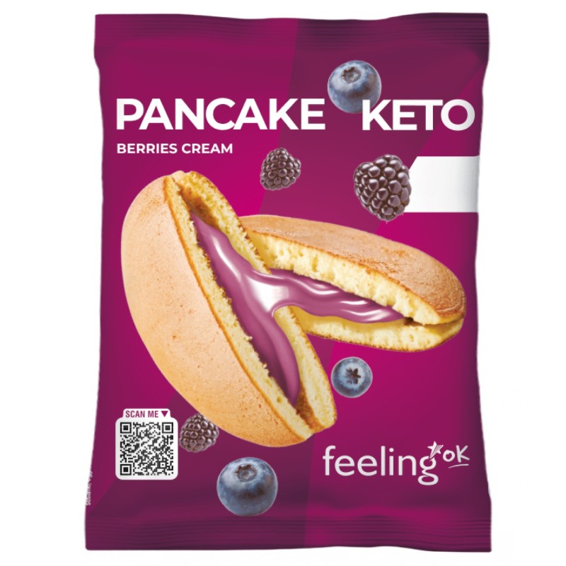 Feeling Ok Pancake Keto Ripieno Crema ai Frutti di Bosco - 1 pancake da 50 gr AVENE - ALIMENTI PROTEICI
