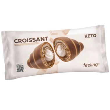 Feeling Ok Croissant Keto Double Ciok Ripieno al Cioccolato Bianco - 1 cornetto da 50 gr AVENE - ALIMENTI PROTEICI