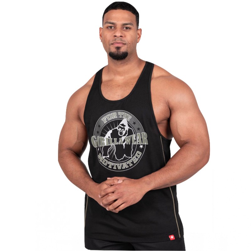 Gorilla Wear Canotta Casper Stringer - Canotta Nero/Verde ABBIGLIAMENTO