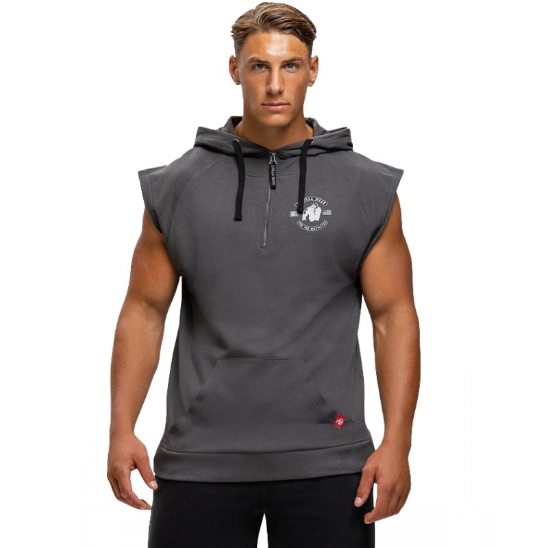 Gorilla Wear Felpa Senza Maniche Huntley - Felpa Sleeveles Hoodie Grigio Scuro ABBIGLIAMENTO