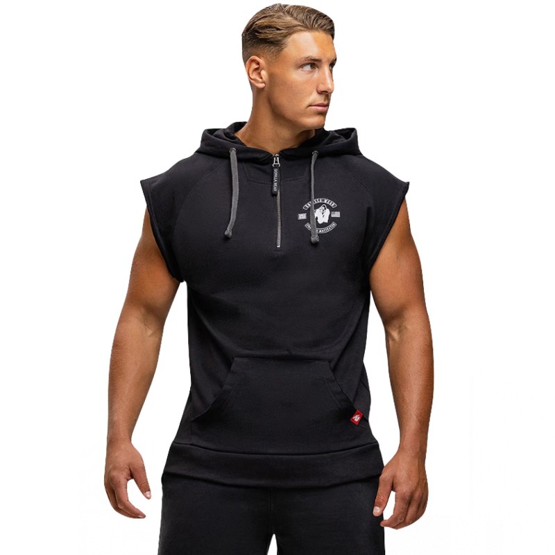Gorilla Wear Felpa Senza Maniche Huntley - Felpa Sleeveless Hoodie Nero ABBIGLIAMENTO