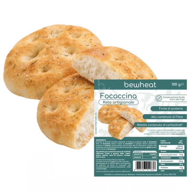 Bewheat Focaccina Keto Artigianale - base da 100 g AVENE - ALIMENTI PROTEICI
