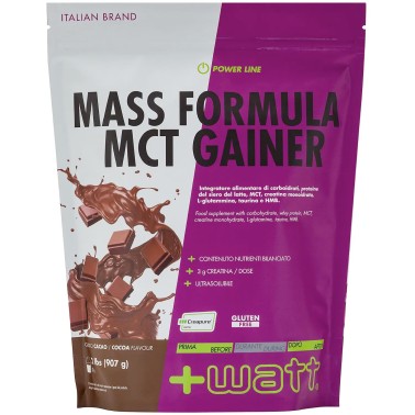 +WATT MASS FORMULA gainer di Proteine Latte Creatina Vitamine Glutammina e BCAA GAINERS AUMENTO MASSA
