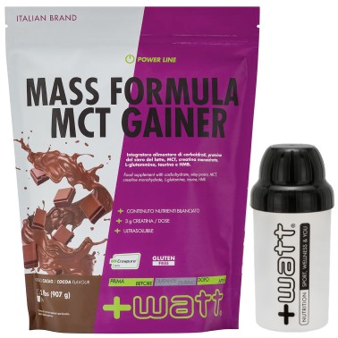 +WATT MASS FORMULA Mega Gainer Proteine Creatina Vitamine Glutammina + Shaker GAINERS AUMENTO MASSA
