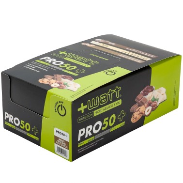 +Watt Pro 50+ Bar 24 barrette proteiche da 50 gr pasto sostitutivo con proteine BARRETTE ENERGETICHE