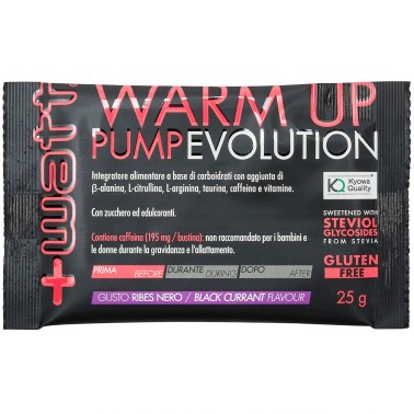 +WATT Warm Up Pump Evolution Busta da 25 gr con Aminoacidi Bcaa Kyowa Beta alanina citrullina arginina caffeina e vitamine.