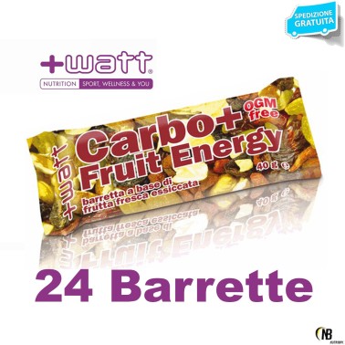 +WATT CARBO+ FRUIT ENERGY 24 Barrette Energetiche da 40 g a base di Frutta Secca in vendita su Nutribay.it