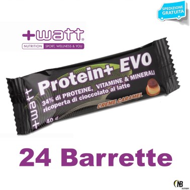 +WATT PROTEIN+ EVO 24 BARRETTE PROTEICHE DA 40 gr. GUSTO CREME CARAMEL BARRETTE ENERGETICHE