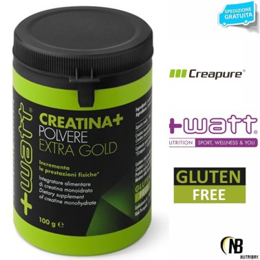 +WATT Creatina+ Pura Creatine Monoidrato in povere 100 gr. Extra Gold Creapure CREATINA