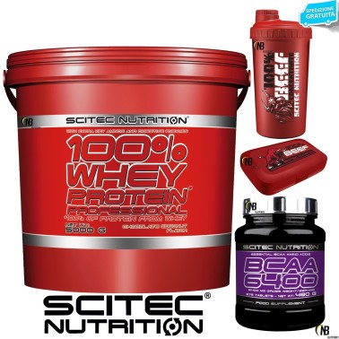 SCITEC Whey Protein Professional 5 kg Proteine Siero + 375 Aminoacidi Bcaa 6400 PROTEINE