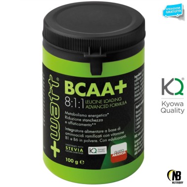 +WATT Ramificati BCAA+ POLVERE 8:1:1 KYOWA 100 gr. 811 AMINOACIDI con VITAMINE AMINOACIDI BCAA 8.1.1