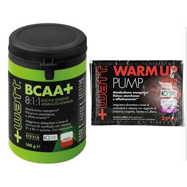 +WATT BCAA+ AMINOACIDI RAMIFICATI POLVERE 8:1:1 KYOWA 100gr 811 + WARM UP PUMP PROMO PACK!