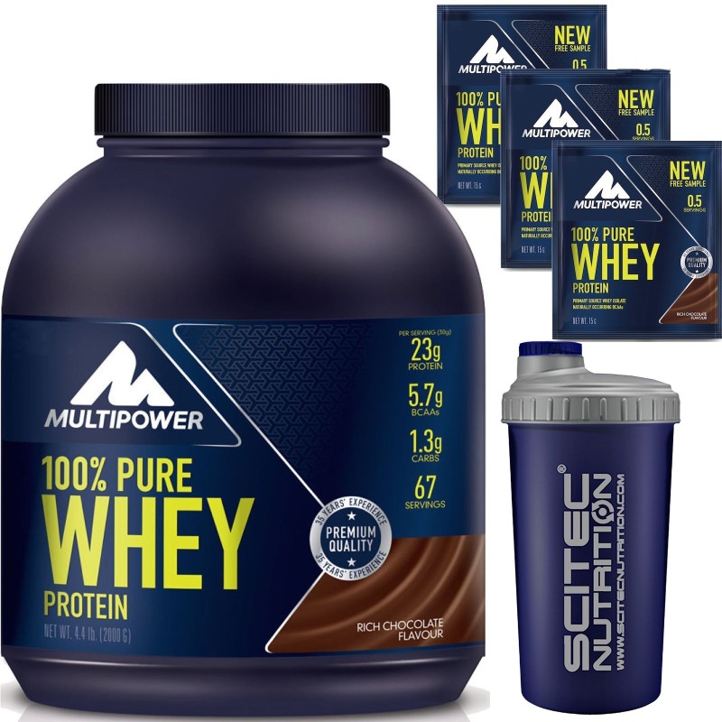 MULTIPOWER 100% Pure Whey Protein 2000 ( 2 kg ) Siero del Latte + OMAGGIO SCITEC PROTEINE