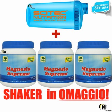 Magnesio Supremo NATURAL POINT 3 X 300 gr 900 Mag Citrato e Carbonato + SHAKER BENESSERE-SALUTE