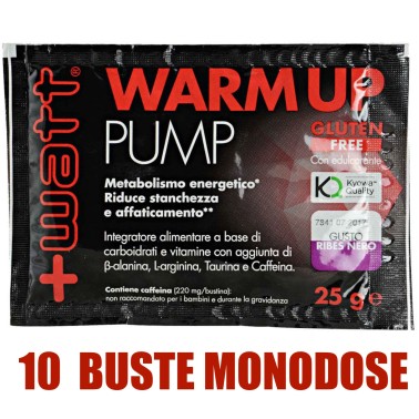 +WATT WARM UP pump ENERGETICO arginina taurina caffeina alanina e vitamine Kyowa 10 BUSTE PRE ALLENAMENTO