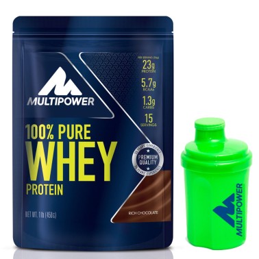 MULTIPOWER 100% Pure Whey Protein 450 gr Proteine Siero del Latte + MINI Shaker PROTEINE