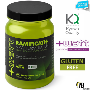 +WATT Ramificati+ Aminoacidi Advanced Formula 300 Kyowa + Vitamine B1 B2 B6 B12 in vendita su Nutribay.it