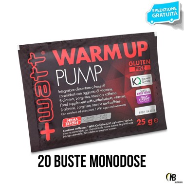+WATT Warm up pump 20 buste monodose ( PRE WORK OUT ) arginina beta alanina PRE ALLENAMENTO