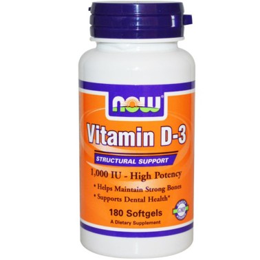 NOW FOODS VIT D3- 1000 180 Perle Integratore Vitamina D3 Ossa, Denti e Capelli VITAMINE